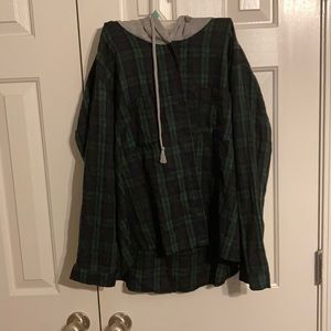 Button down flannel w/ hood